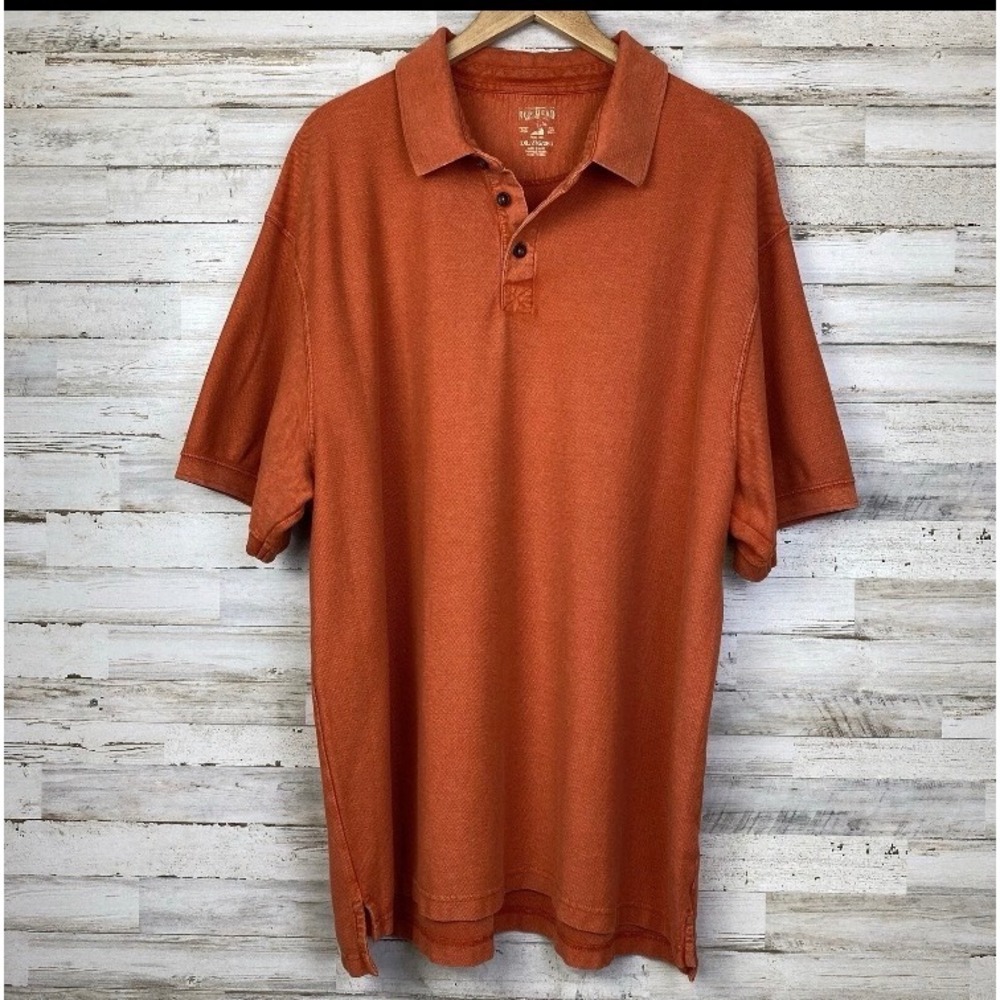 Red Head Polo Shirt Men 2XL Orange Textured Short Sleeve Button Up Casual Cotton
